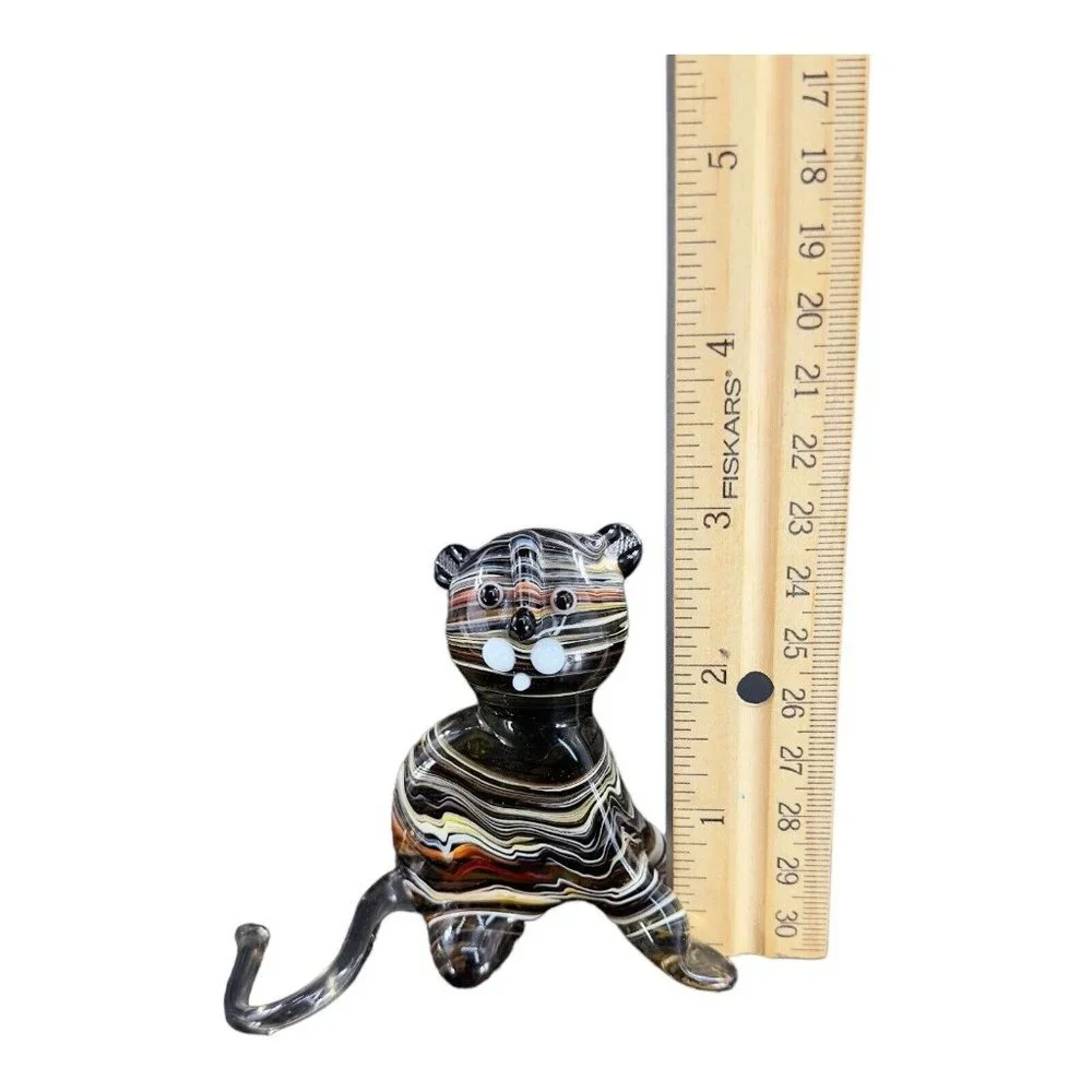 Venetian Slag Art Glass Small Figurine Bear‎ Animal Dog Delicate Glass Figurine
